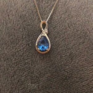 Beautiful blue stone necklace with diamond studs